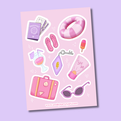 Summer Vacation Essentials A6 Sticker Sheet