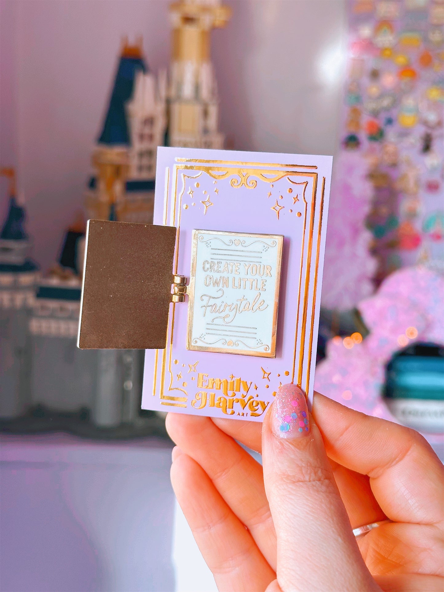 Create your Own Fairytale Book Gold Enamel Pin