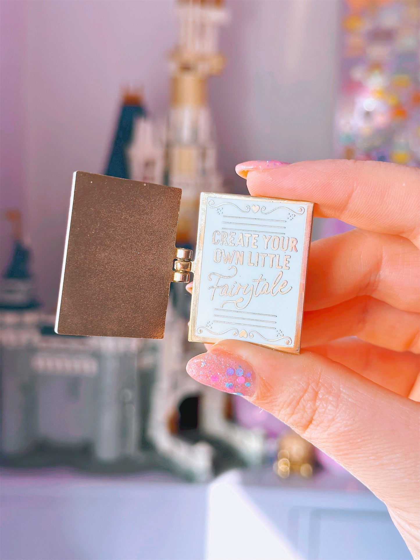 Create your Own Fairytale Book Gold Enamel Pin