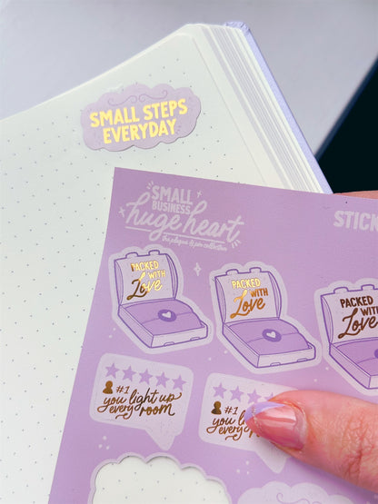 Small Business Huge Heart Foiled Sticker Sheet