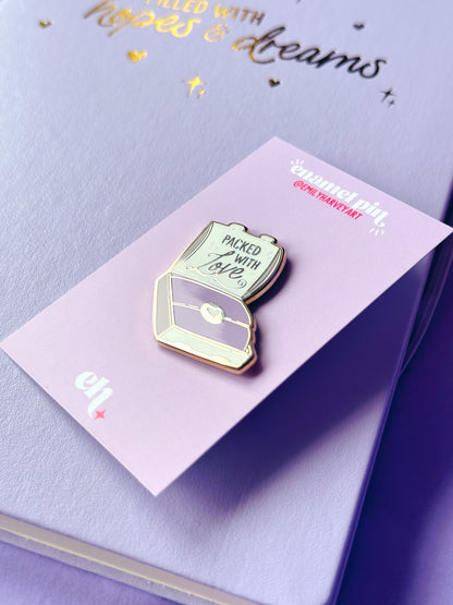 'Packed with Love' Gold Enamel Pin