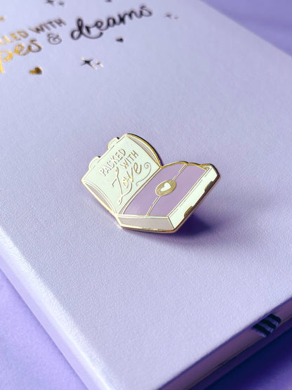 'Packed with Love' Gold Enamel Pin