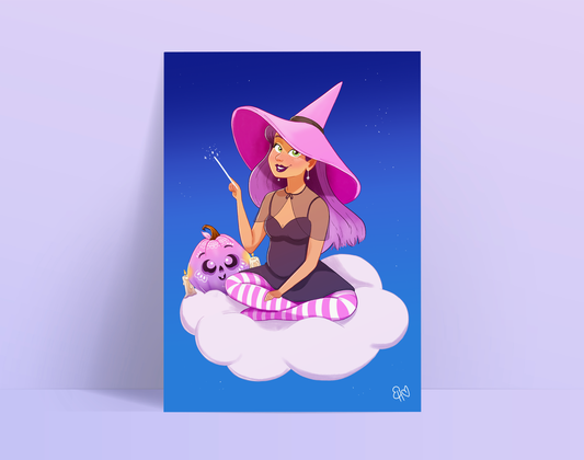 Witch on a Cloud A5 Art Print - VAULT COLLECTION
