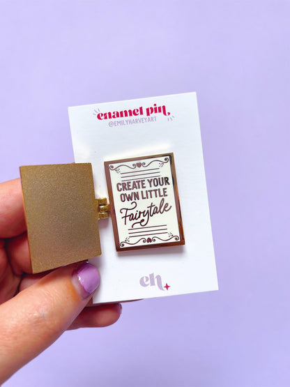 Create your Own Fairytale Book Gold Enamel Pin - Emily Harvey Art