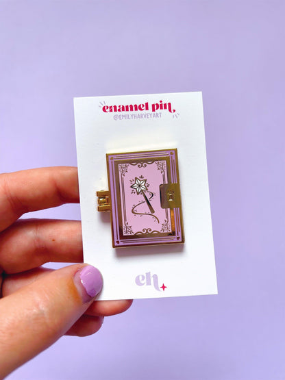 Create your Own Fairytale Book Gold Enamel Pin - Emily Harvey Art